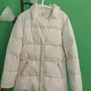Tommy Hilfiger White puffer waist to the waist short coat